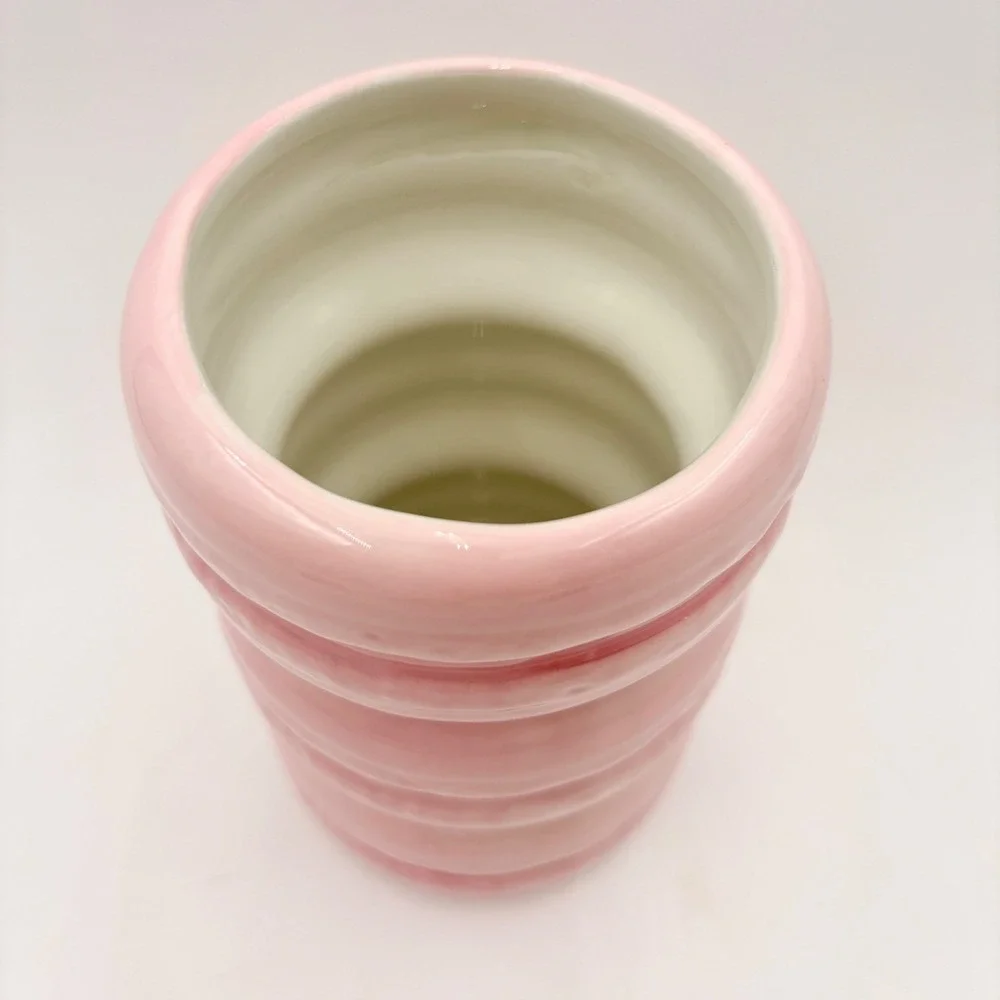 Pink Stacked‎ Macaron Ceramic Vase Glossy Pastel French Cookie Decor Macaroon